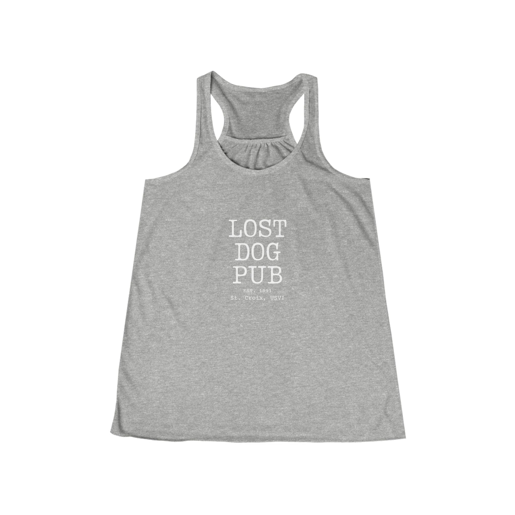 Lost Dog Pub STX Ladies Flowy Tank {White Letters}