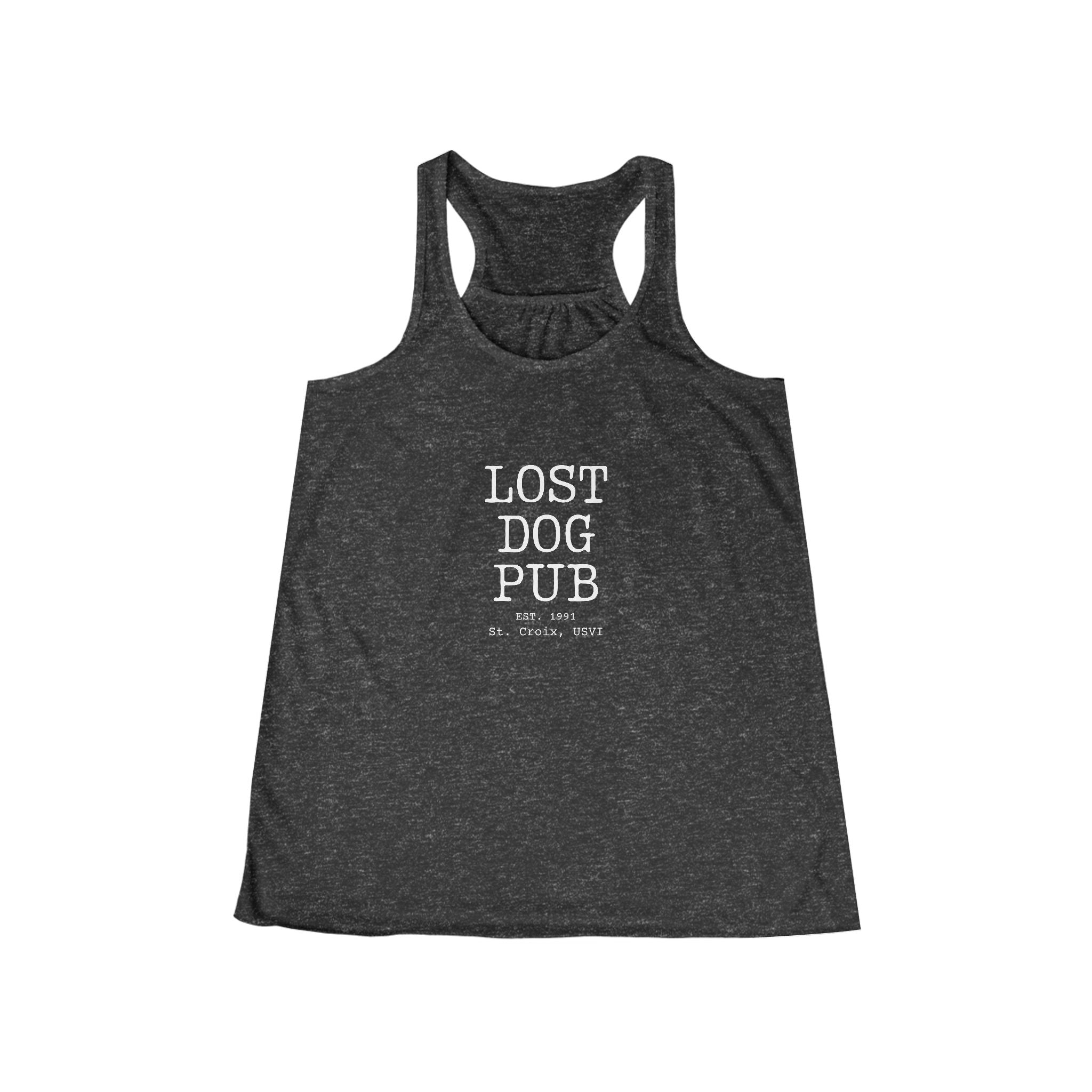 Lost Dog Pub STX Ladies Flowy Tank {White Letters}