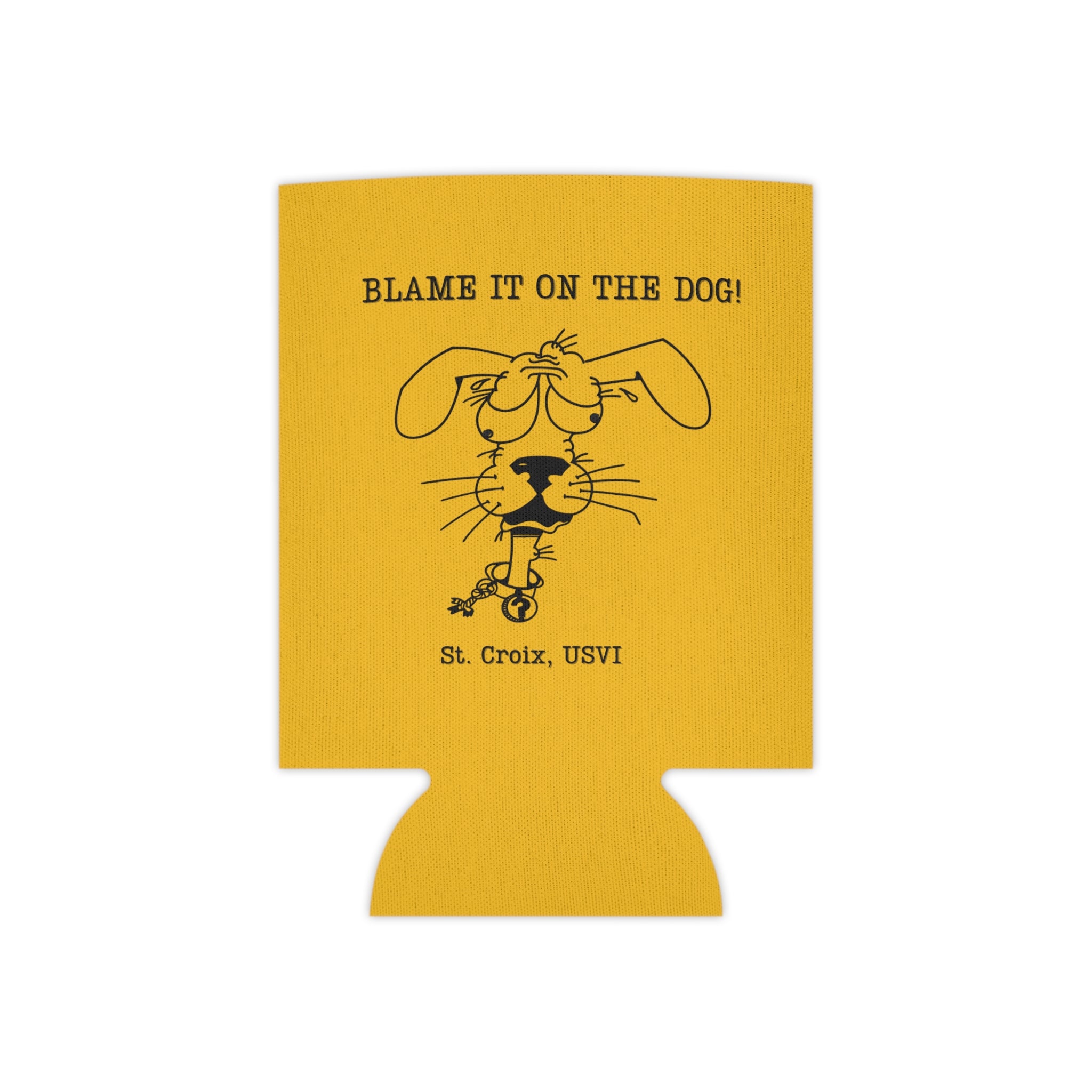Yellow Blame it on the Dog Retro Koozie