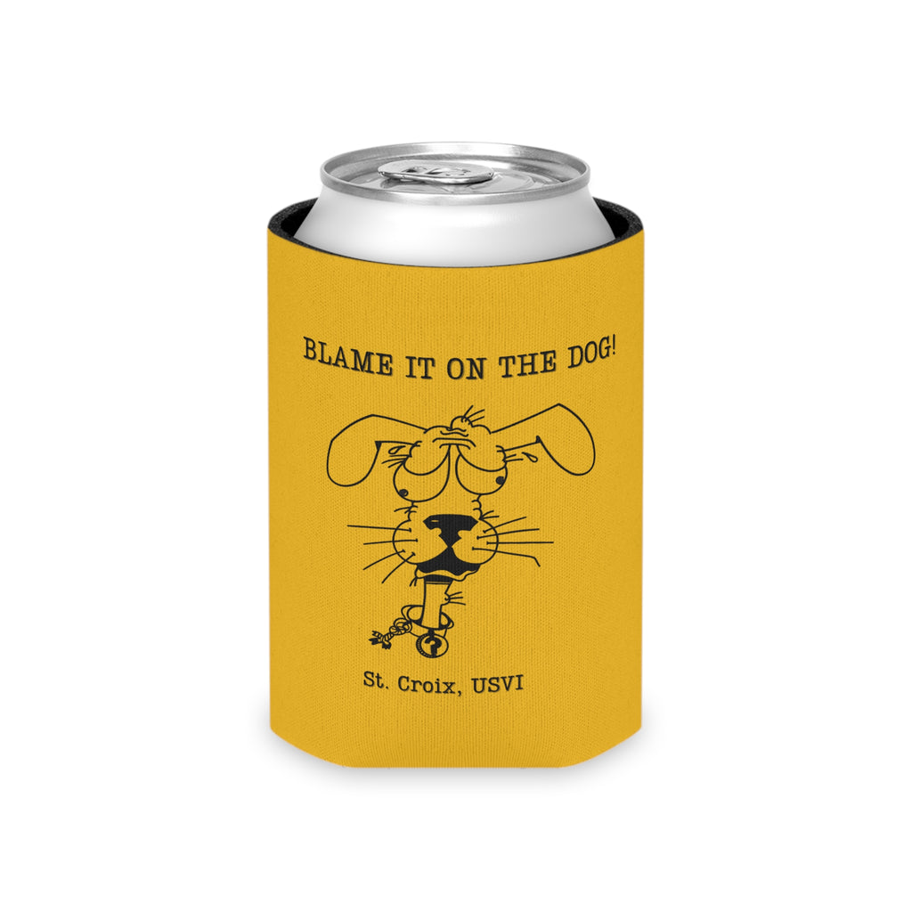 Yellow Blame it on the Dog Retro Koozie