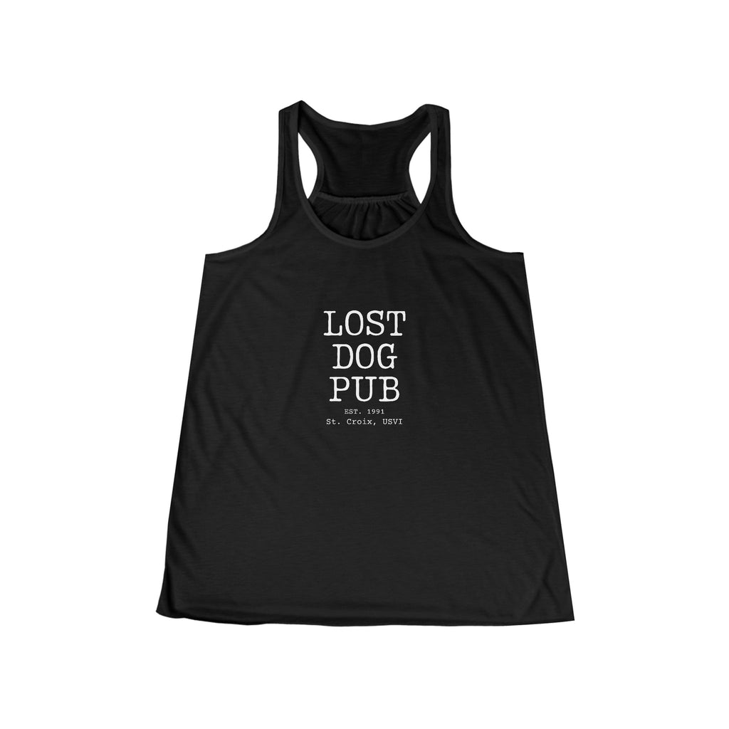 Lost Dog Pub STX Ladies Flowy Tank {White Letters}